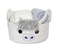 Generico Cotton Rope Woven Basket - Cow Storage Organizing Decor, Space Saving Basket with Handle, Nursery Decor with Rope Weave, Home Storage Baskets, Woven Baskets for Living Room Bathroom