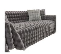 Generico couchcover, Copridivano invernale in pelliccia sintetica di coniglio, spesso e antiscivolo, caldo e accogliente.,for home(Black Gray,180x480cm)