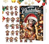 Generico Countdown Calendar - Christmas Calendar, Acrylic Monkey Ornament Countdown Calendatr, 24 Pieces 2D Cute Monkey Christmas Tree Ornament - Car Decorations for Car Holiday Offices Room Birthday