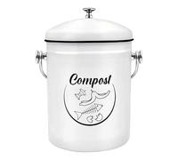Generico Counter Compost Bin,5L Kitchen Counter Compost Container with Lid | Farmhouse Shape Rust Resistant Coated Indoor Bucket for Fruits, Veggies, Leftovers
