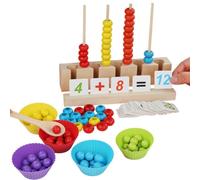 Generico Counting Games - Clip Bead Activity | Color Matching Toys for Math Learning | Wooden Fine Motor Skill Rainbow Puzzle Board Set for Kids Preschool Kindergarten Educational