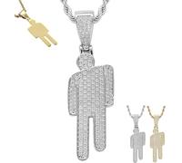 Generico Couple Crooked Head Hipster Necklace,Hip Hop Street Style Pendant,Modern Sweet Trendy Men Women Jewelry Gifts for lovers,Friend and Family (Silver, 5.1 * 1.7cm/2 * 0.67in)