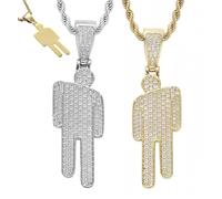 Generico Couple Crooked Head Hipster Necklace,Hip Hop Street Style Pendant,Modern Sweet Trendy Men Women Jewelry Gifts for lovers,Friend and Family (Gold+Silver, 5.1 * 1.7cm/2 * 0.67in)