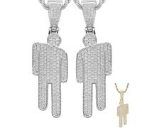 Generico Couple Crooked Head Hipster Necklace,Hip Hop Street Style Pendant,Modern Sweet Trendy Men Women Jewelry Gifts for lovers,Friend and Family (Silver +Silver, 5.1 * 1.7cm/2 * 0.67in)