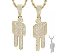 Generico Couple Crooked Head Hipster Necklace,Hip Hop Street Style Pendant,Modern Sweet Trendy Men Women Jewelry Gifts for lovers,Friend and Family (Gold+Gold, 5.1 * 1.7cm/2 * 0.67in)