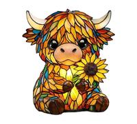 Generico Cow Lamp, Animal Shape Illumination, Sunflower Rustic Lantern, Desktop Mood Light, Decorative Bedside Accessory for Home, Floral Theme Nursery Equipment, Soft Aesthetic Yellow Glow Small