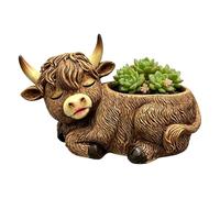 Generico Cow Planter - 6.69 Inch Highland Cow Resin Plant Pot