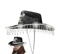 Generico Cowboy Hat, Sparkly Birthday Cap, Rhinestone Decorated Headwear, Versatile Party Accessory, Head Accessory for Vacation, Festival, Travel, Event, 14.96x11.42x5.91 Inches