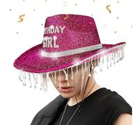 Generico Cowboy Hat, Sparkly Birthday Cap, Rhinestone Decorated Headwear, Versatile Party Accessory, Head Accessory for Vacation, Festival, Travel, Event, 14.96x11.42x5.91 Inches