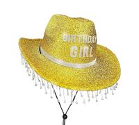 Generico Cowboy Hat, Sparkly Birthday Cap, Rhinestone Decorated Headwear, Versatile Party Accessory, Head Accessory for Vacation, Festival, Travel, Event, 14.96x11.42x5.91 Inches