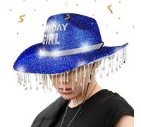 Generico Cowboy Hat - Women's Cowboy Hats, Sparkly Birthday Girl Cowbox Hat, Rhinestone Breathable Caps Decorations for Adults Kids Party Festival Vacation, Sparkly Birthday Girl HatT for Events