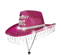 Generico Cowboy Hat - Women's Cowboy Hats, Sparkly Birthday Girl Cowbox Hat, Rhinestone Breathable Caps Decorations for Adults Kids Party Festival Vacation, Sparkly Birthday Girl HatT for Events