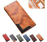 Generico Cowhide Vintage Wallet, Cowhide Vintage Wallet Men, Western Bifold Leather Long Wallets, Multiple Compartments, for All (Yellow)
