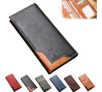 Generico Cowhide Vintage Wallet, Cowhide Vintage Wallet Men, Western Bifold Leather Long Wallets, Multiple Compartments, for All (Black)