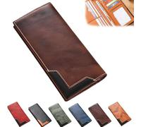 Generico Cowhide Vintage Wallet, Cowhide Vintage Wallet Men, Western Bifold Leather Long Wallets, Multiple Compartments, for All (Brown)