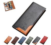 Generico Cowhide Vintage Wallet, Mens Women Leather Bifold Long Card Wallets Rfid Blocking Carteras Para Hombres Handcrafted Wallets (Black)