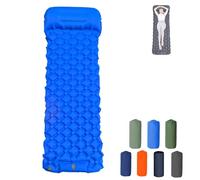 Generico Coziya Matelas, Camping Mattress, 5cm Ultralight Foot Operated Inflatable Sleeping Pad with Built-in Pillow, Suitable for Traveling, Mountaineering, Outdoor (Blue)
