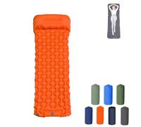 Generico Coziya Matelas, Camping Mattress, 5cm Ultralight Foot Operated Inflatable Sleeping Pad with Built-in Pillow, Suitable for Traveling, Mountaineering, Outdoor (Orange)