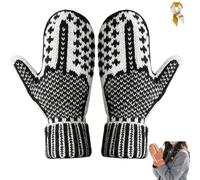 Generico Cozy Knit with a Hidden Attitude,Funny Middle Finger Mittens,Winter Warm Hand Knitted Gloves for Women (Black)