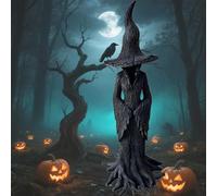 Generico Cracker Barrel Witch Statue, 11.8"/7.8" Gothic Halloween Resin Figurine, Dark Fantasy Retro Ornament, Nib Festival Collectible (Large)