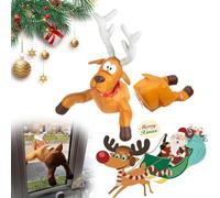 Generico Crashing Reindeer & Santa Set,Crashing Reindeer And Santa Claus Set Voice-Activated & Waterproof,Animated With Broken Glass Sticker,Funny Christmas Decoration (reindeer, immovable)