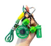 Generico Creative Mini Gym Barbell Plate Keychain, Dumbbell & Weights Keychain, Fitness Workout Mini Accessories (Green)