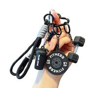 Generico Creative Mini Gym Barbell Plate Keychain, Dumbbell & Weights Keychain, Fitness Workout Mini Accessories (Black)