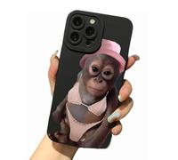 Generico Creative Monkey Pattern Phone Case for iPhone 17/16/15/14/13/12/11 Pro Max, Funny and cute monkey emoji phone case, Shockproof TPU Protective Cover (L,for iPhone12PROMAX)
