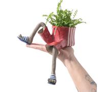Generico Creative Sitting Human Shaped Resin Planter, Cute Dangling Legs Flower Pot, Unique Novelty Planters with Drainage Hole for Succulents,Cactus,Small Plants,Indoor,Outdoors