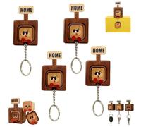Generico Creative Wooden Key Hooks with Funny Facial Expressions - 2026 New Cute Wooden Key Hooks, for Wall, Hallway, Door Board Entryway Key Holder Unique Home Décor (Raised Eyebrow,4PCS)