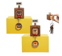 Generico Creative Wooden Key Hooks with Funny Facial Expressions, Magnetic Wall Key Holder for Entryway and Office, Cute Home Decor Organizer with Slider for Housewarming Gift (B+C)