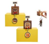 Generico Creative Wooden Key Hooks with Funny Facial Expressions, Magnetic Wall Key Holder for Entryway and Office, Cute Home Decor Organizer with Slider for Housewarming Gift (A+B)