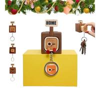 Generico Creative Wooden Key Hooks with Funny Facial Expressions, Magnetic Wall Key Holder for Entryway and Office, Cute Home Decor Organizer with Slider for Housewarming Gift (A)