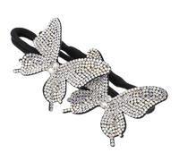 Generico Creatore di Chignon Farfalla Argento Cristalli, Accessorio per Chioma Leggero e Resistente Fascia Elastica e Filo di Ferro per Acconciature Quotidiane