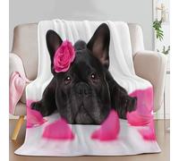 Generico Crema Coperta Pile, Stampa di Surrealismo Animale Bulldog Francese Coperta Plaid Pile Divano Blanket in Flanella Coperta Letto Adulti e Bambini 100 x 130 cm - Calore Morbida
