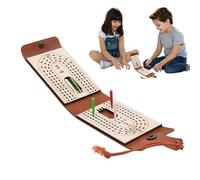 Generico Cribbage Board, Portable Travel Cribbage Set with Storage, 3.94x2.76x1.18 inches Portable Traditional, Interactive Wooden Game for Adults and Kids, PU Leather Cover