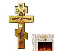 Generico Croce Da Parete In Legno Lavorata A Mano, Crocifisso Cattolico Tradizionale Da 8 Pollici, Crocifisso Ortodosso Russo Da Parete, Crocifisso Bizantino Per Interni, Decorazione Per Il Soggiorno