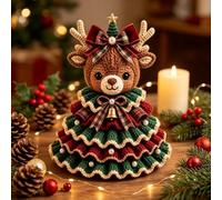 Generico Crochet Animal Christmas Tree DIY Kit,Crochet Ornaments for Beginners and Adults,Handmade Christmas Ornament Craft Supplies with Beads, Bell, Bow, Yarn, Hook, Gifts for Craft Lovers