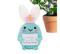 Generico Crochet Animals Plush, Handmade Knitted Bunny Doll, 10x5.5cm/3.94x2.17 Inches Emotional Support Gift Idea, Soft Yarn Design, Comforting Hug Companion, 1 Piece Beige, for Birthday