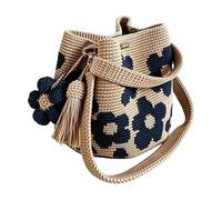 Generico Crochet Bag - Flower Pattern Lined Shoulder Purse, Features Stretch Resistant Internal Fabric Lining, Keeps Small Valuables Secure Via Zipper, Showcases Beautiful Hand Crafted Floral Granny
