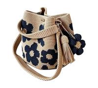 Generico Crochet Bag - Flower Pattern Shoulder Tote | Cotton Yarn Woven Handbag With Floral Tassels, Boho Summer Beach Purse For Party Travel Vacation Outdoor Shopping Daily Commute Girls Women