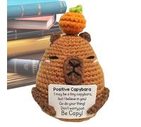 Generico Crochet Capybara Toy, Positive Plush Animal, Handmade Knitted Design with Inspirational Card Set, Soft Yarn with Detailed Finish, Cute Decor Style Desk Ornament, Home Use for Bedroom Display