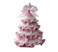 Generico Crochet Christmas Tree Kit - Handmade Holiday Decoration Set, Tree Bow Pearl Embellishment, Beginner Christmas Party Crochet Decorations(Red) (F)