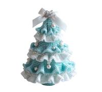 Generico Crochet Christmas Tree Kit - Handmade Holiday Decoration Set, Tree Bow Pearl Embellishment, Beginner Christmas Party Crochet Decorations(Red) (E)