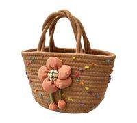Generico Crochet Handbag 28x15x11cm Elegant Flower Design Woven Beach Tote
