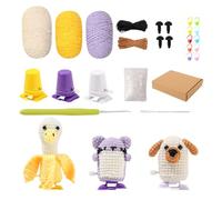 Generico Crochet Kit, Animal Beginner Set, Compact Craft Toy, 3.74x2.17.2.17 Inches Easy Knitting Crochet Pack with Video Guide, Fun Educational Project for Kids, Adults and Learning at Home