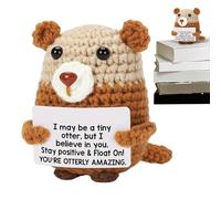 Generico Crochet Positive Animals - Nurtures Self-Confidence Inspirational Animal With Positive Card,Table Ornament,Artisanal Detailing Cheer Up Knitted Doll, Home Office Decoration For Women, Men