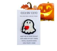 Generico Crochet Positive, Halloween Ghost, Wool Handmade Ornament, Inspiring Card Message, Motivational Gift for Students, Women, Coworkers, Teachers, Girls, Desk, Holiday Use