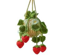 Generico Crochet Potted Plant For Car | Auto Pendant Crochets Strawberry | Cute Car Plant Accessories | Plants Crochet Vehicle Mirror Suspension Accessories For Cars