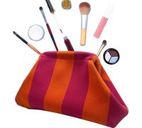 Genérico Crochet Purse - Polyester Ruched Cloud Purse | Casual Woven Crochet Kiss Lock And Stripe Design | Beach For Women, Perfect For Holidays And Daily Outings, Viola arancione, Consulte la